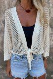 Hollow Out Long Sleeved Knitted Cardigan Jacket