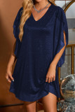 V-neck Five Quarter Sleeve Hot Stamping Dress