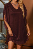 V-neck Five Quarter Sleeve Hot Stamping Dress