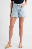 Pocket Elastic Waist Denim Shorts