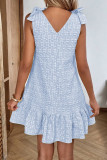 V-neck Bow Shoulder Strap Jacquard Dress