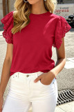 Solid Color Flared Sleeve Round Neck Shirt