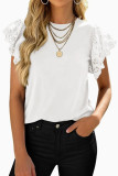 Solid Color Flared Sleeve Round Neck Shirt
