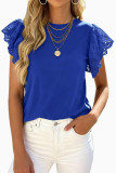 Solid Color Flared Sleeve Round Neck Shirt