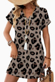 V-neck Printed Short Sleeved Beach Dress