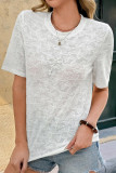 Solid Color Short Sleeve Knitted Jacquard T-shirt