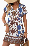 V-neck Printed Short Sleeved Beach Dress