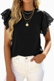 Solid Color Flared Sleeve Round Neck Shirt