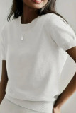 Solid Color Round Neck Short Sleeved Knitted Sweater
