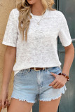 Solid Color Short Sleeve Knitted Jacquard T-shirt
