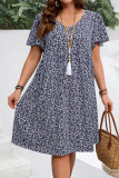 Floral Printed Short Sleeved Round Neck Dress
