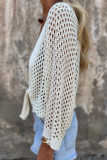Hollow Out Long Sleeved Knitted Cardigan Jacket