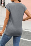 V-neck Pleated Short Sleeved T-shirt