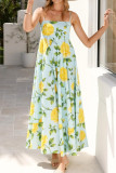 Flower Print High Waisted Sleeveless Camisole Dress