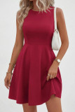 Solid Color Sleeveless Round Neck Slim Fit Dress