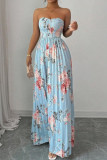 Strapless Slim Fit Printed Pleated Dress