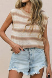 Round Neck Striped Sleeveless Sweater Vest