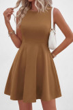 Solid Color Sleeveless Round Neck Slim Fit Dress
