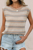 Round Neck Striped Sleeveless Sweater Vest