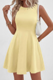 Solid Color Sleeveless Round Neck Slim Fit Dress