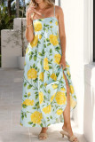 Flower Print High Waisted Sleeveless Camisole Dress
