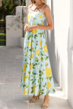 Flower Print High Waisted Sleeveless Camisole Dress