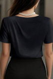 V-neck Satin Short Sleeved T-shirt