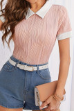 Lapel Short Sleeved Contrasting T-shirt