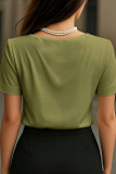V-neck Satin Short Sleeved T-shirt