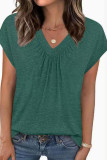 V-neck Pleated Short Sleeved T-shirt