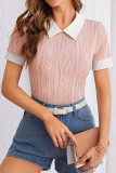Lapel Short Sleeved Contrasting T-shirt