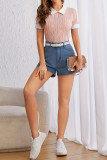 Lapel Short Sleeved Contrasting T-shirt