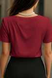 V-neck Satin Short Sleeved T-shirt