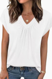 V-neck Pleated Short Sleeved T-shirt