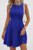 Solid Color Sleeveless Round Neck Slim Fit Dress