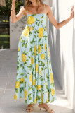 Flower Print High Waisted Sleeveless Camisole Dress