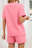 V-neck Solid Color T-shirt Shorts Two-piece Set