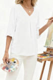 V-neck Seven Quarter Sleeve Chiffon Shirt