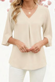 V-neck Seven Quarter Sleeve Chiffon Shirt