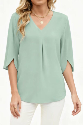 V-neck Seven Quarter Sleeve Chiffon Shirt