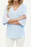 V-neck Seven Quarter Sleeve Chiffon Shirt