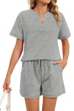 V-neck Solid Color T-shirt Shorts Two-piece Set