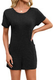 V-neck Loose Pocket Short Sleeved Jumpsuit