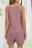 Solid Color Sleeveless Pocket Jumpsuit Shorts