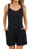 Pocket Sleeveless Shoulder Strap Jumpsuit Shorts