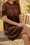 Velvet Lace Embroidered Short Sleeved Dress