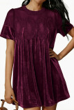 Velvet Lace Embroidered Short Sleeved Dress