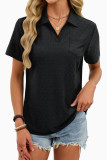 Solid Color Lapel Short Sleeved T-shirt