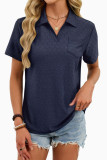 Solid Color Lapel Short Sleeved T-shirt