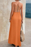 V-neck Backless Sleeveless Camisole Dress